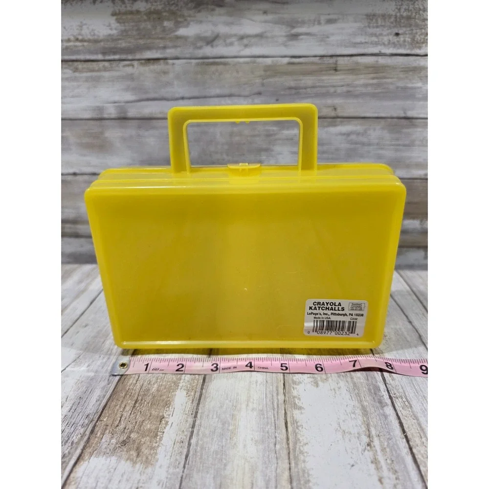 Vintage Crayola Katchalls Yellow Plastic Storage Case Alphabet Graphic C232 USA